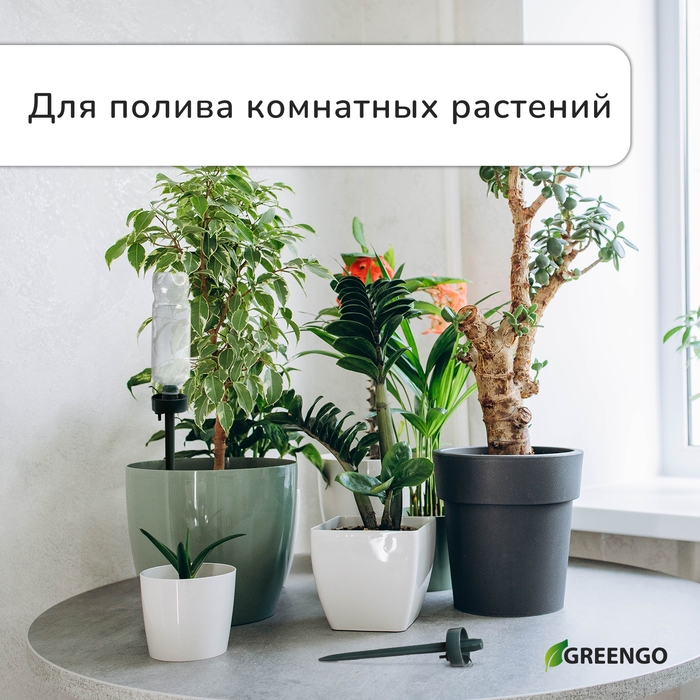 Автополив для комнатных растений, под бутылку, регулируемый, тёмно-зелёный, из пластика, высота 25 см, Greengo Автополив для комнатных растений, под бутылку, регулируемый, тёмно-зелёный, из пластика, высота 25 см, Greengo