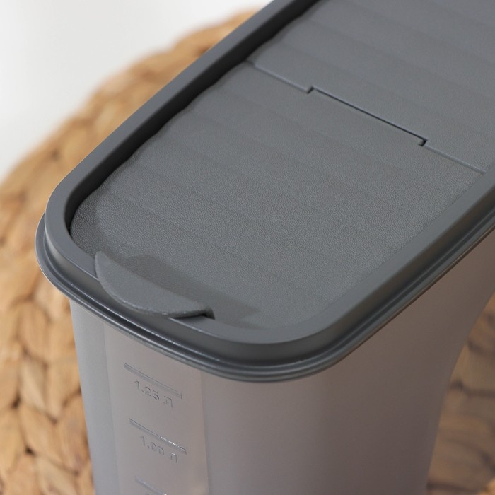 Ёмкость для сыпучих продуктов &laquo;Бест&raquo;, 1,5 л, 9,5&times;19&times;14 см, прозрачный, крышка серая