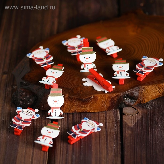 Декоративные прищепки Декоративные прищепки "Новый год" набор 6 шт. МИКС