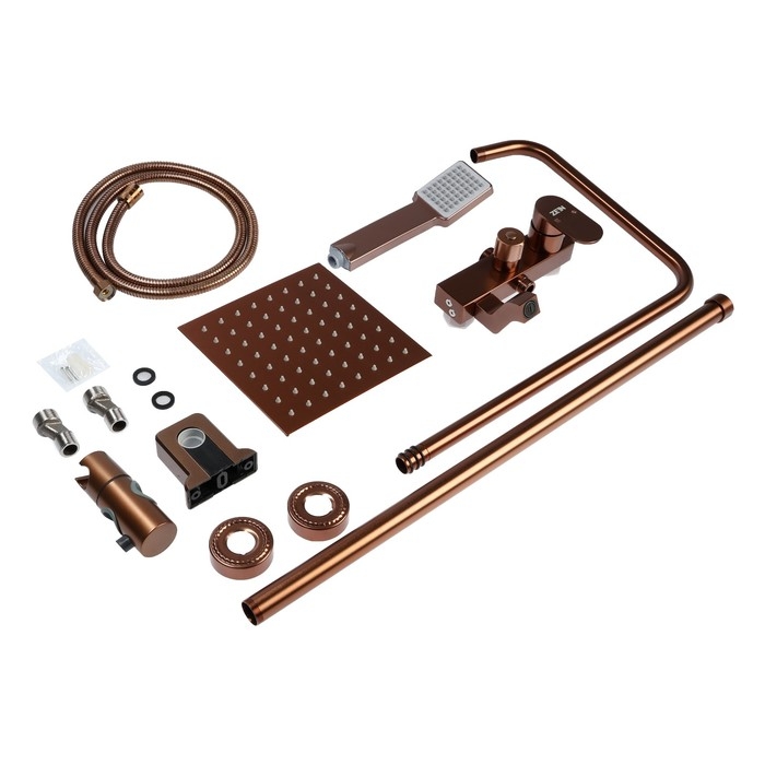 Душевая система ZEIN Z3870, смеситель, тропическая и ручная лейка, алюминий, цвет bronze Душевая система ZEIN Z3870, смеситель, тропическая и ручная лейка, алюминий, цвет bronze