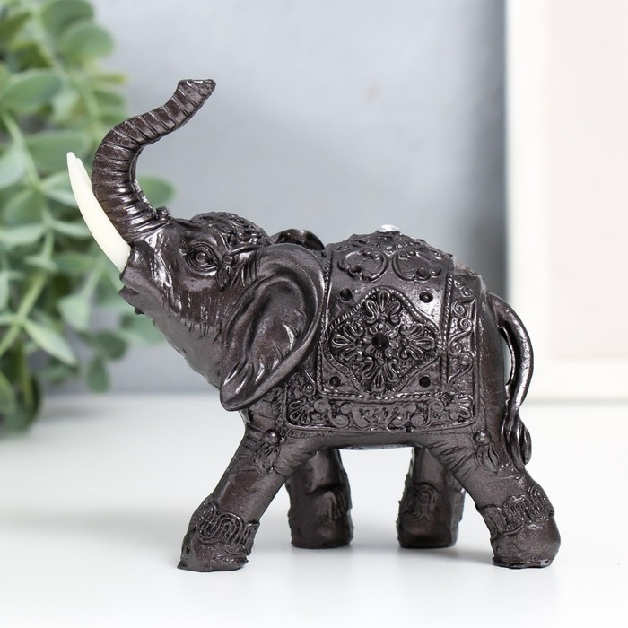 Сувенир полистоун Сувенир полистоун "Слон рыцаря" под металл 8,8х4,8х12 см