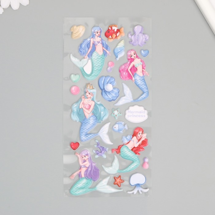Наклейка пластик мягкие Наклейка пластик мягкие "Русалки" МИКС 24х10 см