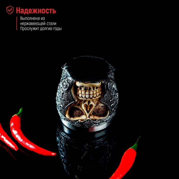 Стопка из нержавеющей стали «Череп в шлеме. Хэллоуин», 70 мл, цвет серебряный Стопка из нержавеющей стали «Череп в шлеме. Хэллоуин», 70 мл, цвет серебряный