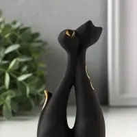 Фигурка керамика &laquo;Коты влюблённые&raquo;, 11 см, чёрный