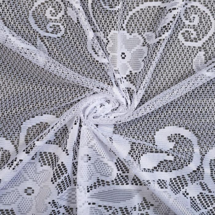 Тюль на кухню со шторной лентой, 305х165 см, цвет белый, 100% полиэстер Тюль на кухню со шторной лентой, 305х165 см, цвет белый, 100% полиэстер