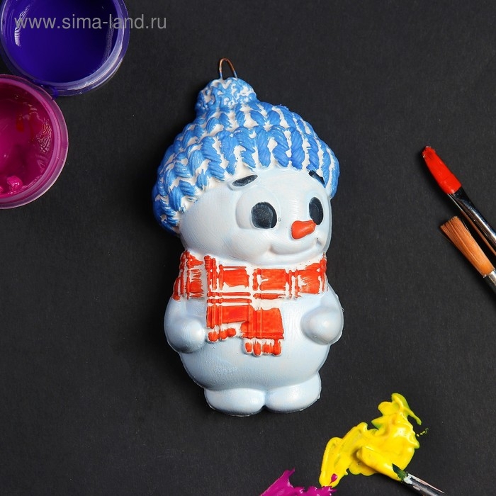 Новогодняя фигура под роспись с подвесом  Новогодняя фигура под роспись с подвесом "Снеговик мальчик" 12х8см
