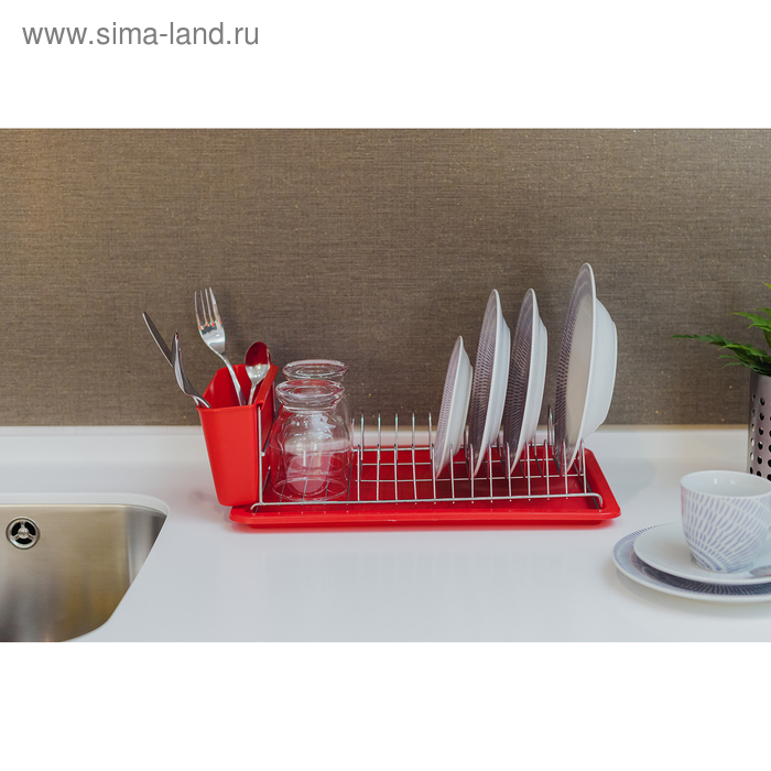 Сушилка для посуды с поддоном Доляна, 38,5×21,5×12,5 см, цвет МИКС