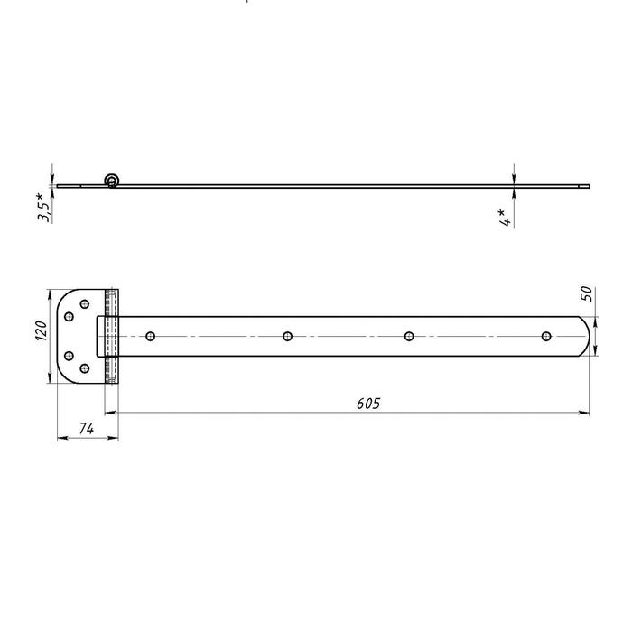Петля-стрела ПС-600, без покрытия Петля-стрела ПС-600, без покрытия