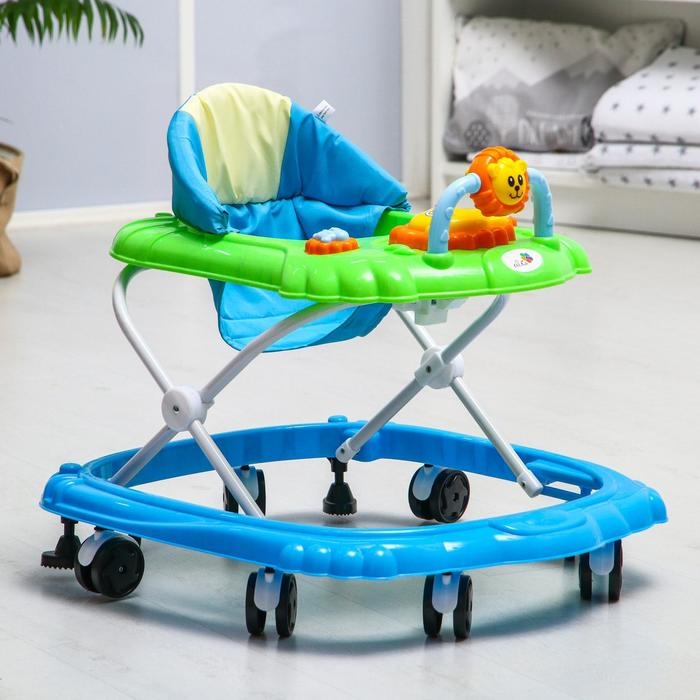Ходунки «Львенок», 8 колес, тормоз, муз., игрушки, синий-зеленый Ходунки «Львенок», 8 колес, тормоз, муз., игрушки, синий-зеленый