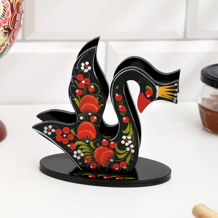 Салфетница «Лебедь», 7 х 12 см, хохлома Салфетница «Лебедь», 7 х 12 см, хохлома