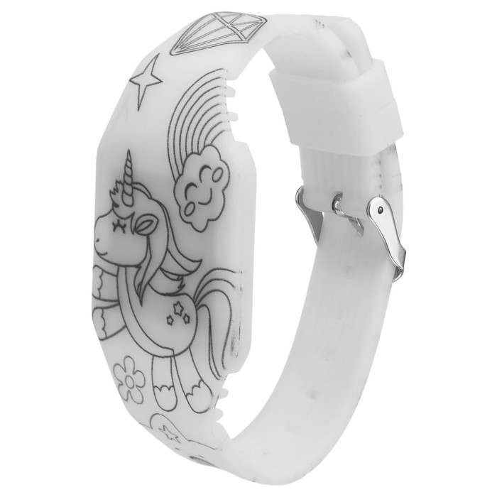 Часы наручные электронные, детские, Часы наручные электронные, детские, "Единорог", ремешок l-23.5 см