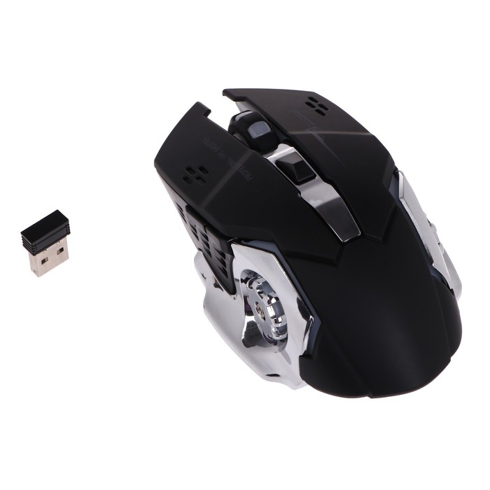 Мышь MB-2.7, игровая, беспроводная, оптическая, 800-2400 dpi, 500 мАч, подсветка, USB,черная Мышь MB-2.7, игровая, беспроводная, оптическая, 800-2400 dpi, 500 мАч, подсветка, USB,черная