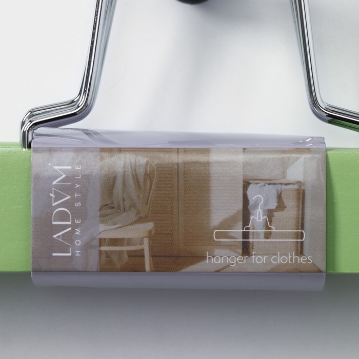 Вешалки для брюк и юбок LaDо́m Brillant, 30×17×2,4 см, 2 шт, деревянные, цвет фисташковый Вешалки для брюк и юбок LaDо́m Brillant, 30×17×2,4 см, 2 шт, деревянные, цвет фисташковый