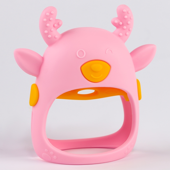 Прорезыватель для зубов «Оленёнок», силиконовый, цвет розовый