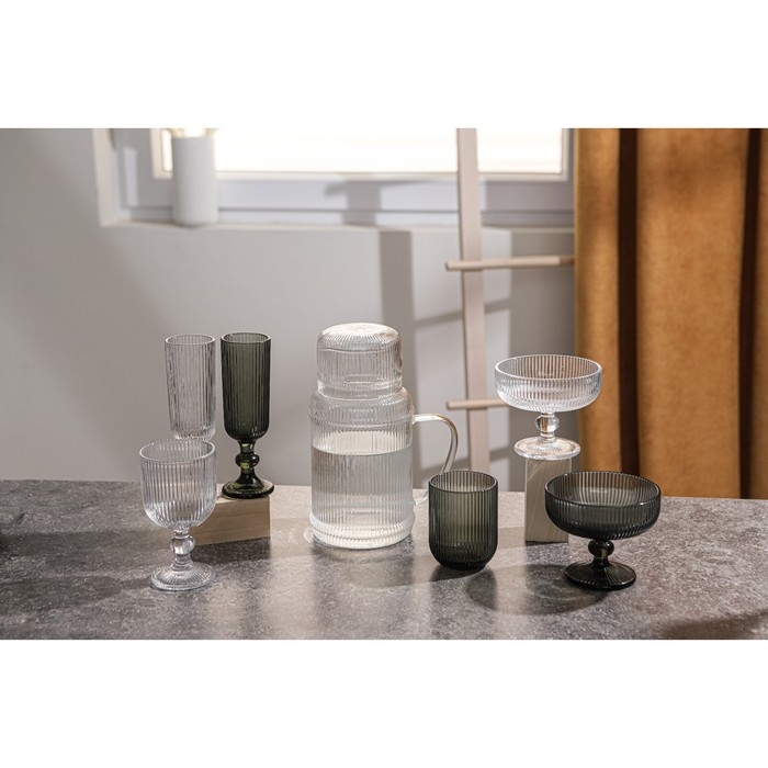 Бокал для шампанского стеклянный Magistro «Грани», 150 мл, 5,5×18,5 см, цвет графит Бокал для шампанского стеклянный Magistro «Грани», 150 мл, 5,5×18,5 см, цвет графит