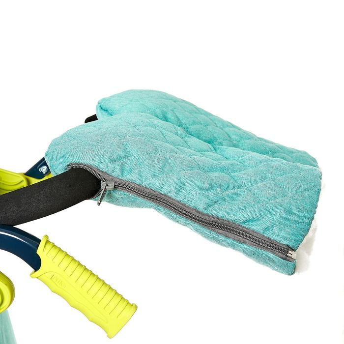 Санки-коляска «Ника Детям НД 7-7», дизайн в джинсовом стиле, цвет зелёный, с механизмом качания