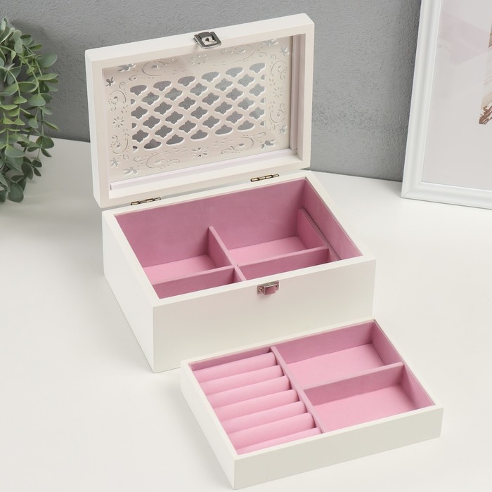 Шкатулка дерево для украшений  Шкатулка дерево для украшений "Белоснежная" 22х16х10 см