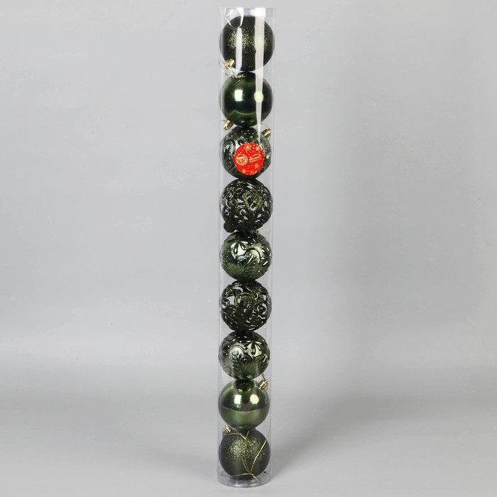 Набор шаров пластик d-8 см, 9 шт Набор шаров пластик d-8 см, 9 шт "Сильва ассорти" зелёный