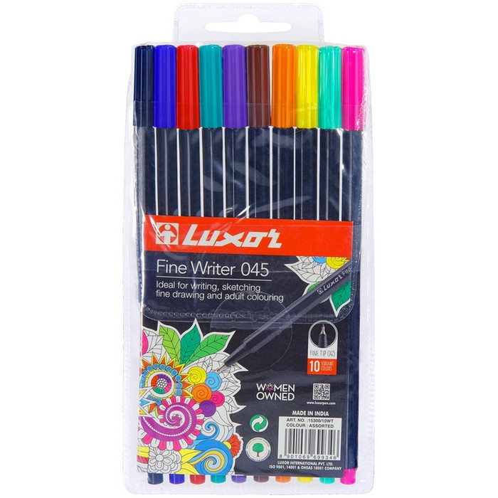 Набор ручек капиллярных 10 цветов Luxor, Fine Writer 045, 0,8мм, европодвес Набор ручек капиллярных 10 цветов Luxor, Fine Writer 045, 0,8мм, европодвес