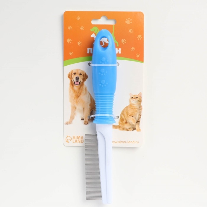 Расчёска  Расчёска "Комфорт" с частыми зубьями, нескользящая ручка, 21 х 3,5 см, голубая