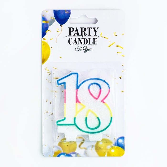 Свеча для торта «Юбилейный ГИГАНТ», цифра  Свеча для торта «Юбилейный ГИГАНТ», цифра "18", ободок цветной, 7,5 см