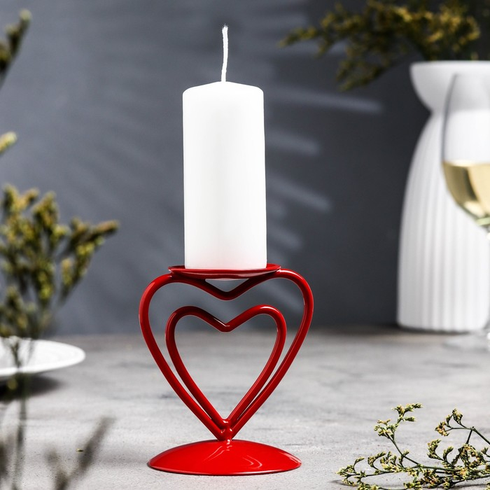 Подсвечник Подсвечник "Гламур" металл на 1 свечу, 9х10,2 см, красный