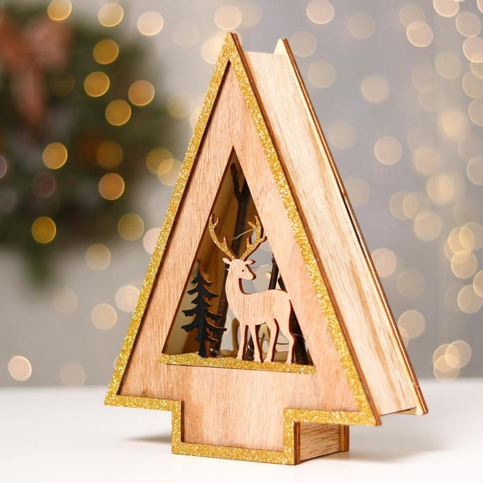Новогодний декор с подсветкой «Ёлочка с оленем» 18×5.5×23 см Новогодний декор с подсветкой «Ёлочка с оленем» 18×5.5×23 см