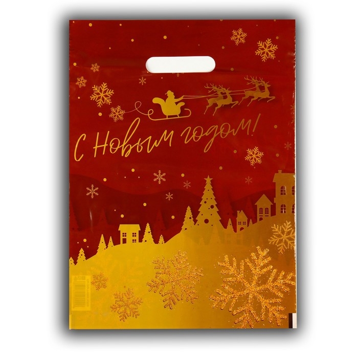 Пакет полиэтиленовый с вырубной ручкой Пакет полиэтиленовый с вырубной ручкой "С НГ, дед мороз", 30х40 см, 50 мкм набор 10 штук