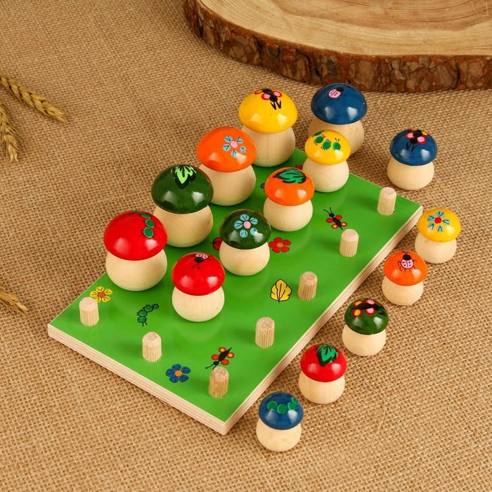 Набор для развития логики «Грибочки», 15 шт по 2-4,5 см, доска 12х24 см Набор для развития логики «Грибочки», 15 шт по 2-4,5 см, доска 12х24 см