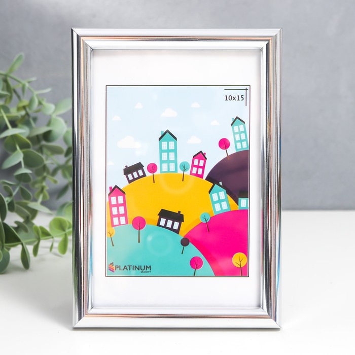 Фоторамка пластик Фоторамка пластик "Палитра" 10x15 см, серебро