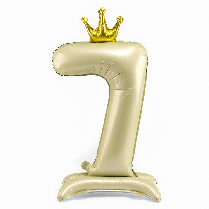 Шар фольгированный 42" &laquo;Цифра 7 с короной&raquo; на подставке, цвет взбитые сливки