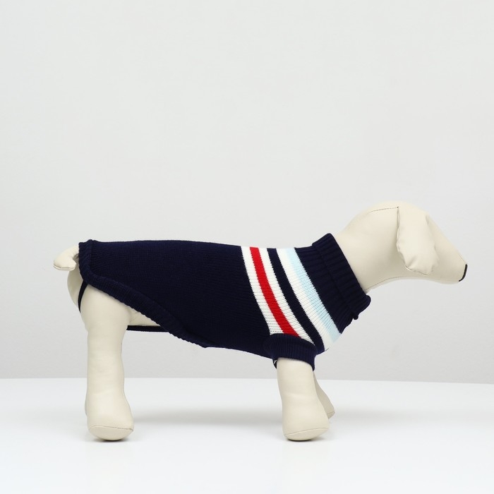 Свитер Свитер "Полоски", XS (ДС 17, ОШ 17, ОГ 23-37 см), синий