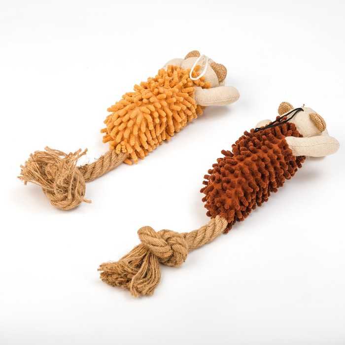 Игрушка мягкая для собак  Игрушка мягкая для собак "Пёс" с пищалкой и канатом, 39 х 11 см, коричневая