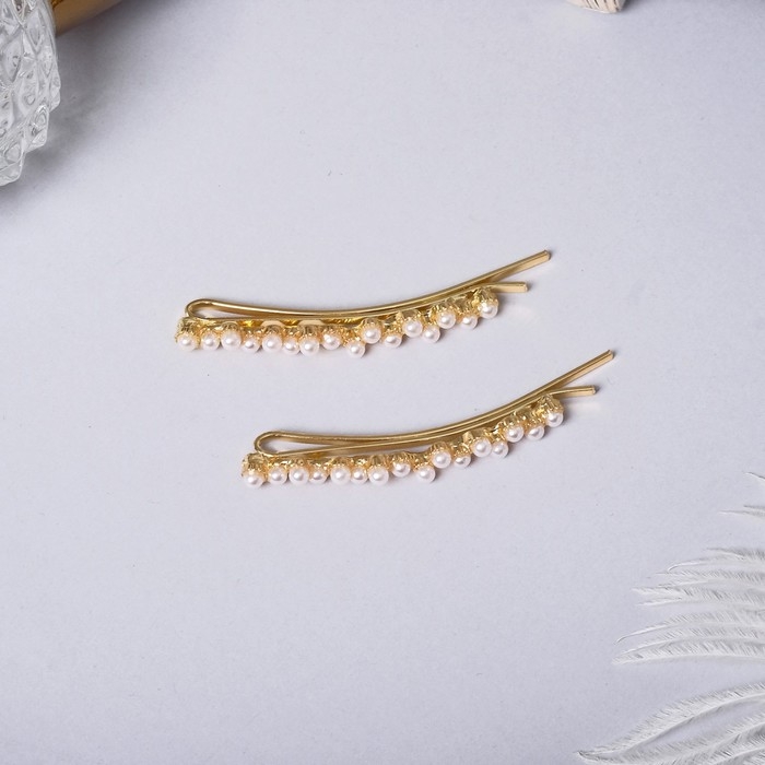 Невидимка для волос  Невидимка для волос "Либерти" (набор 2 шт) роскошь, 6 см, золото