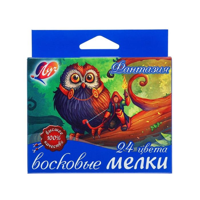 Мелки восковые 24 цвета  Мелки восковые 24 цвета "Фантазия", круглые, МИКС