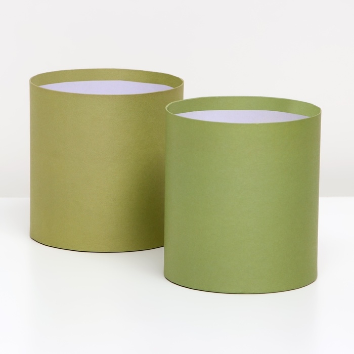 Набор круглых коробок 2в1 , Набор круглых коробок 2в1 ,"Тёмно-Зеленый", без крышки, 10 х 10 х10,5 см