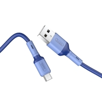 Кабель Hoco X65, microUSB - USB, 2.4 А, 1 м, TPE оплетка, синий