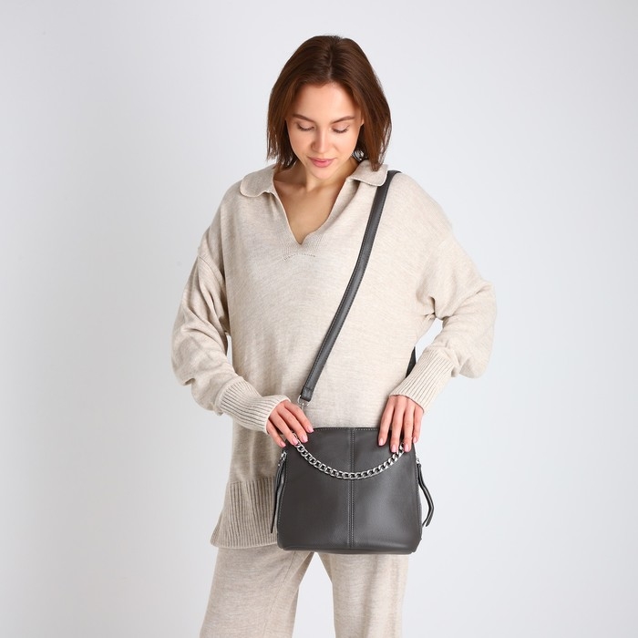 Сумка-мешок на молнии, цвет серый Сумка-мешок на молнии, цвет серый