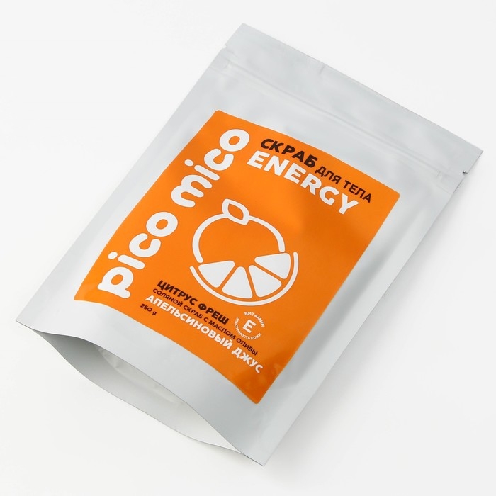 Скраб для тела соляной с маслом оливы, 250 г, аромат апельсиновый джус, PICO MICO Скраб для тела соляной с маслом оливы, 250 г, аромат апельсиновый джус, PICO MICO