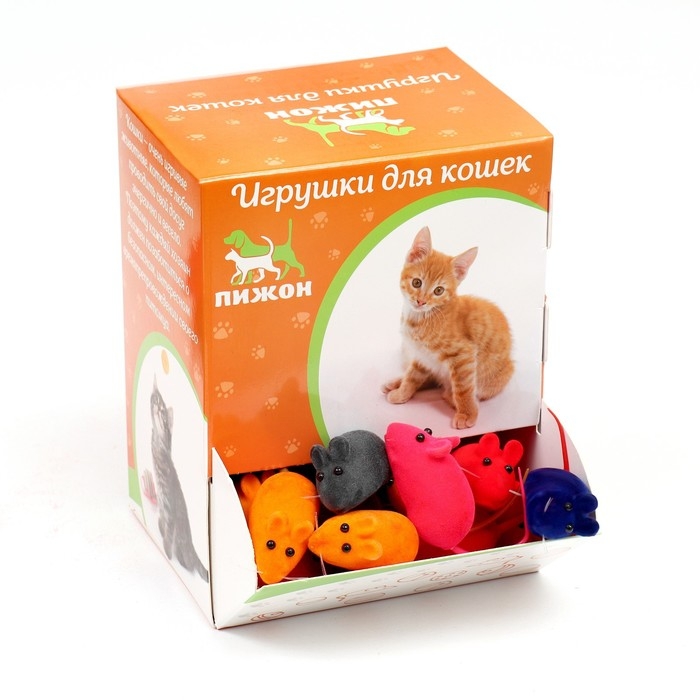 Мышь бархатная, 6 см, 50 шт, микс цветов Мышь бархатная, 6 см, 50 шт, микс цветов