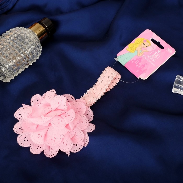 Повязка для волос Повязка для волос "Кружева" пион, 15х1,8 см, розовый