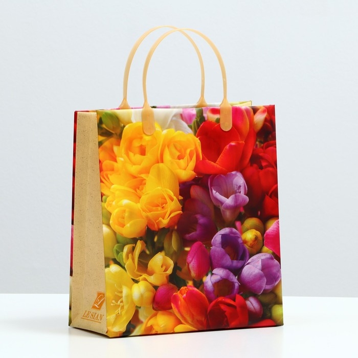 Пакет Пакет "Цветочная фантазия", мягкий пластик, 26 x 23 см, 110 мкм