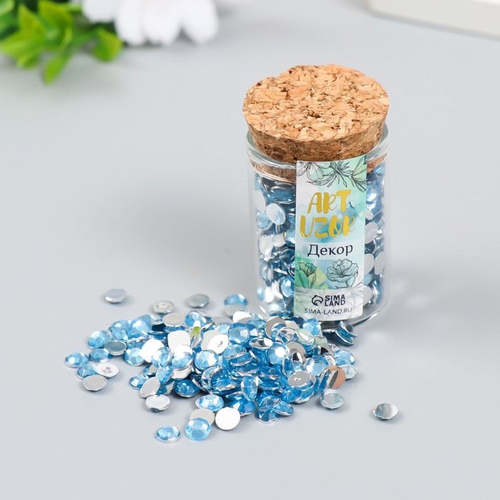 Декор для творчества в бутылочке Декор для творчества в бутылочке "Стразы. Светло-голубой" набор 500 шт d=0,5 см 7х2х2 см