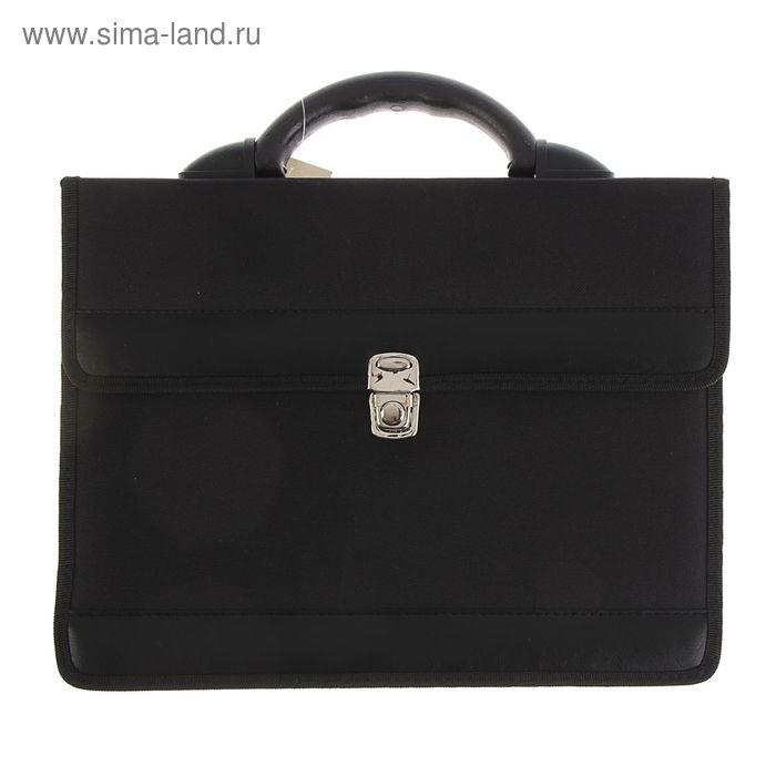 Портфель деловой 350 х 260 х 100 мм, текстильный, 2 отделения, "Приморск" чёрный, 1С111