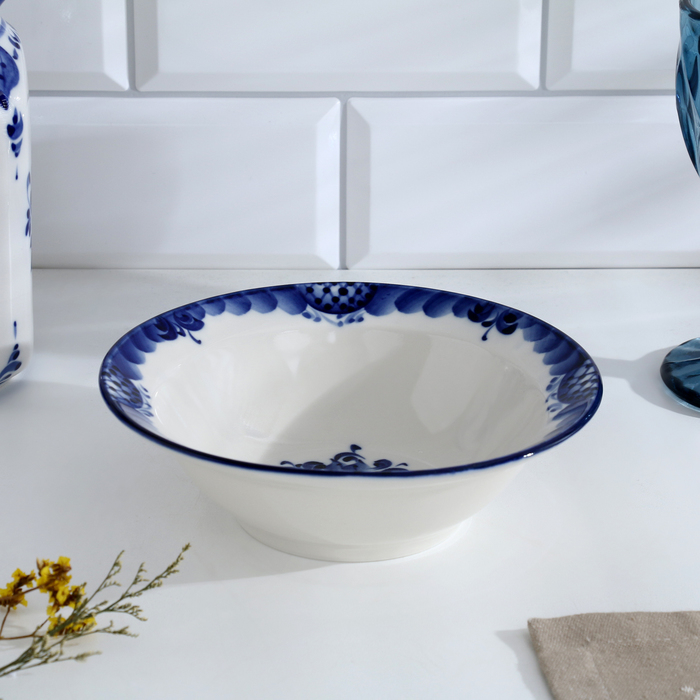 Тарелка &laquo;Трапеза&raquo;, малая, D=17,5 см, гжель