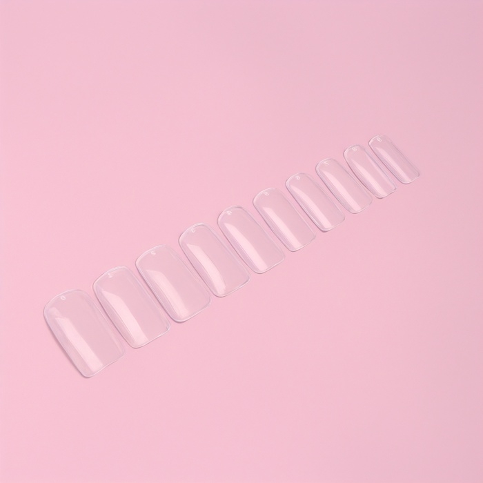 Типсы для наращивания ногтей, 500 шт, форма мягкий квадрат, 10 размеров, цвет прозрачный