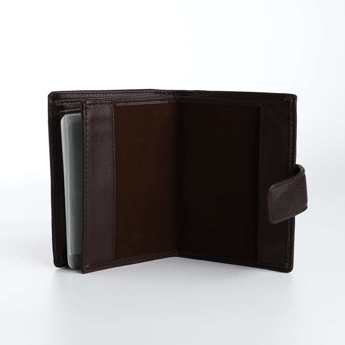 Портмоне мужское на магните 3 в 1, отдел для автодокументов, паспорта, цвет коричневый