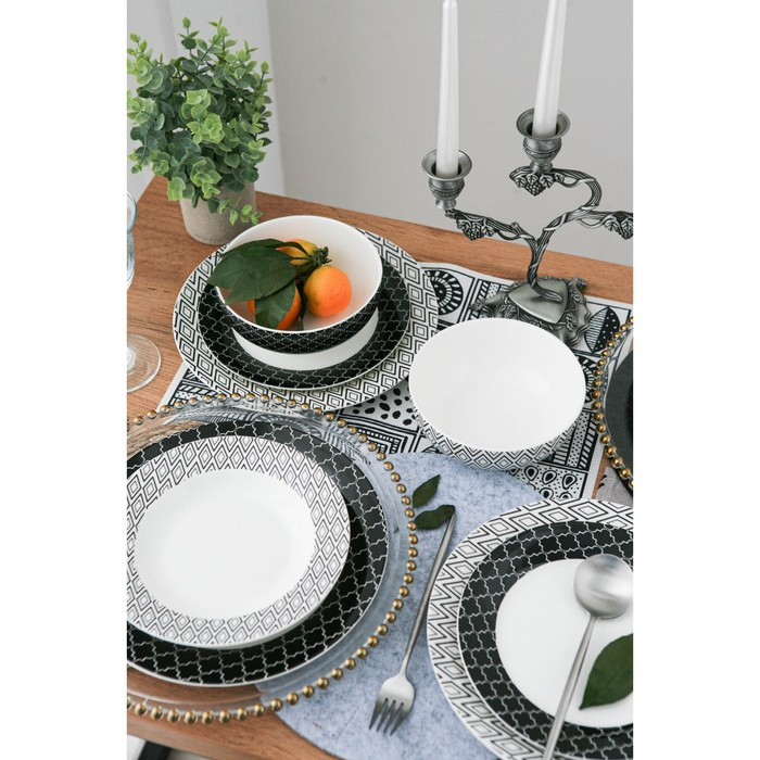 Салатник фарфоровый Доляна «Марокко», 600 мл, d=15,5 см, цвет чёрный