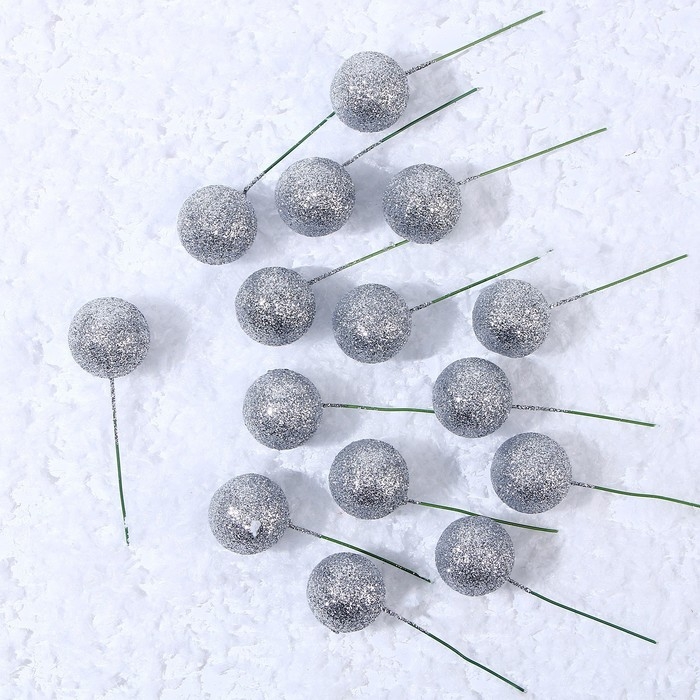 Фигурка для поделок и декора на проволоке «Шар», набор 15 шт., размер 1 шт. — 3 × 9 см, цвет серебро Фигурка для поделок и декора на проволоке «Шар», набор 15 шт., размер 1 шт. — 3 × 9 см, цвет серебро