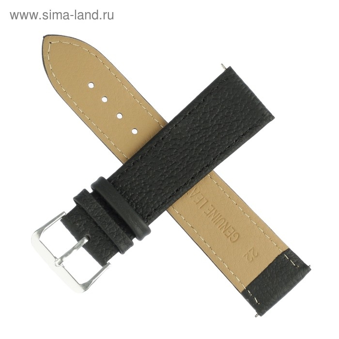 Ремешок для часов Ремешок для часов "Соломон", 22 мм, натуральная кожа, l-20 см, черный с тиснением